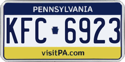 PA license plate KFC6923