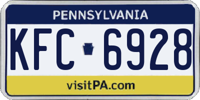 PA license plate KFC6928