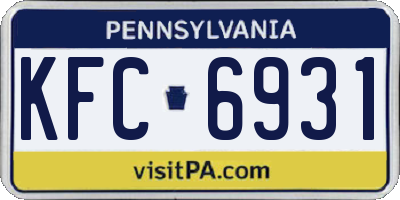 PA license plate KFC6931