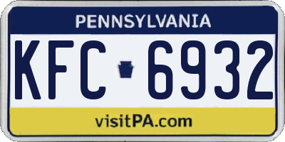 PA license plate KFC6932