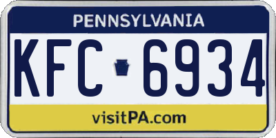 PA license plate KFC6934