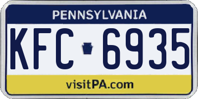 PA license plate KFC6935