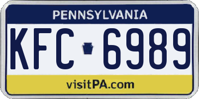 PA license plate KFC6989