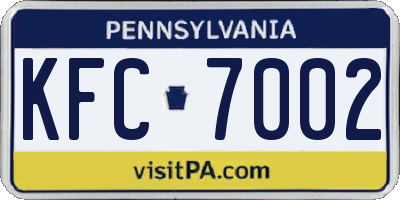 PA license plate KFC7002