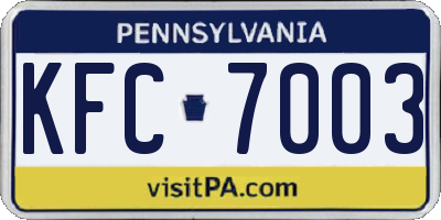 PA license plate KFC7003