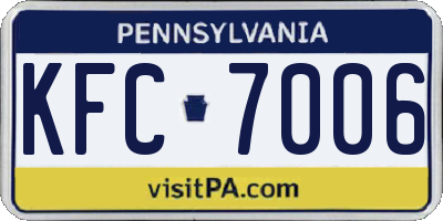 PA license plate KFC7006