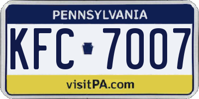 PA license plate KFC7007