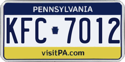 PA license plate KFC7012
