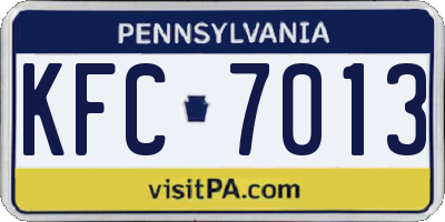 PA license plate KFC7013