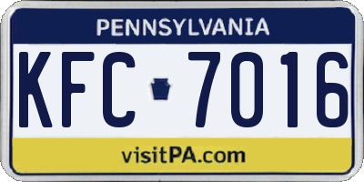 PA license plate KFC7016