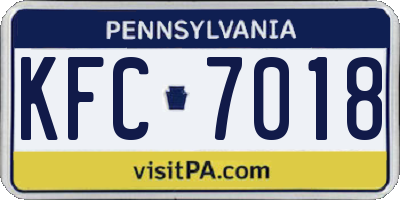 PA license plate KFC7018