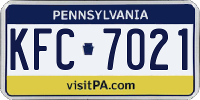 PA license plate KFC7021