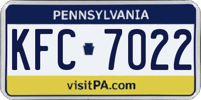 PA license plate KFC7022