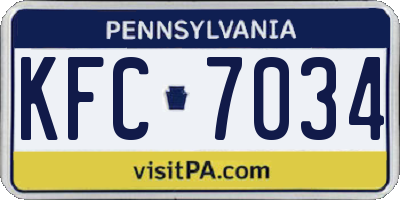 PA license plate KFC7034