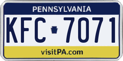 PA license plate KFC7071