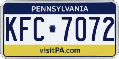 PA license plate KFC7072