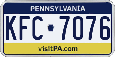 PA license plate KFC7076