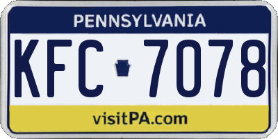 PA license plate KFC7078