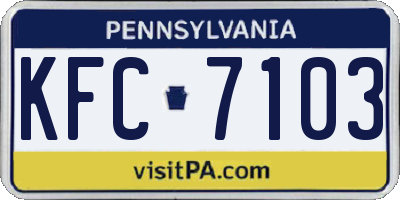 PA license plate KFC7103
