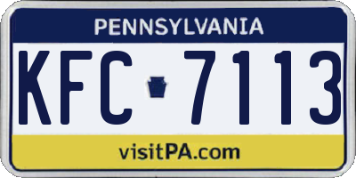 PA license plate KFC7113