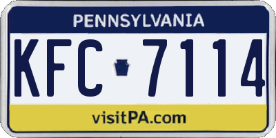 PA license plate KFC7114