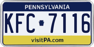 PA license plate KFC7116