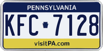PA license plate KFC7128