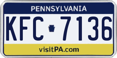 PA license plate KFC7136