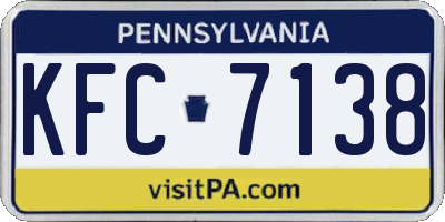 PA license plate KFC7138