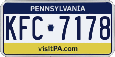 PA license plate KFC7178