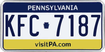 PA license plate KFC7187