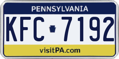 PA license plate KFC7192