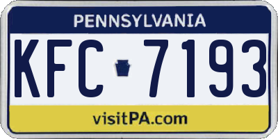 PA license plate KFC7193