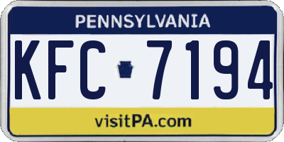 PA license plate KFC7194