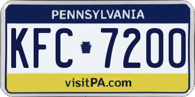 PA license plate KFC7200