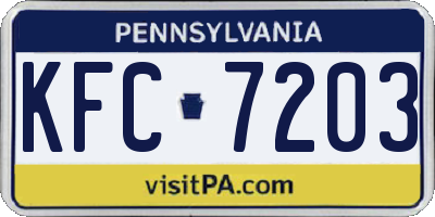 PA license plate KFC7203