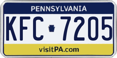 PA license plate KFC7205