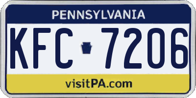 PA license plate KFC7206