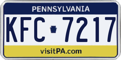PA license plate KFC7217