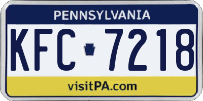 PA license plate KFC7218