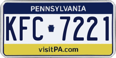 PA license plate KFC7221