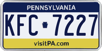 PA license plate KFC7227