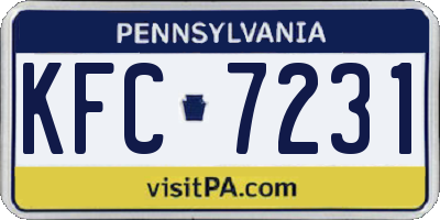 PA license plate KFC7231