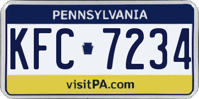 PA license plate KFC7234