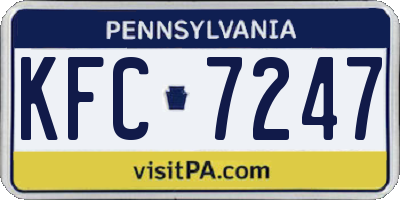 PA license plate KFC7247