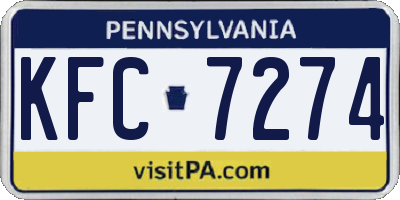 PA license plate KFC7274