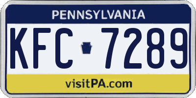 PA license plate KFC7289