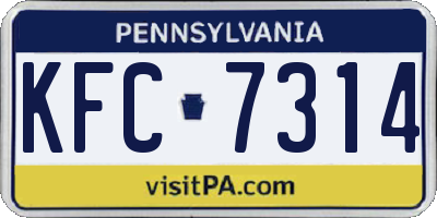 PA license plate KFC7314