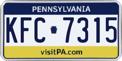 PA license plate KFC7315