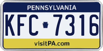 PA license plate KFC7316